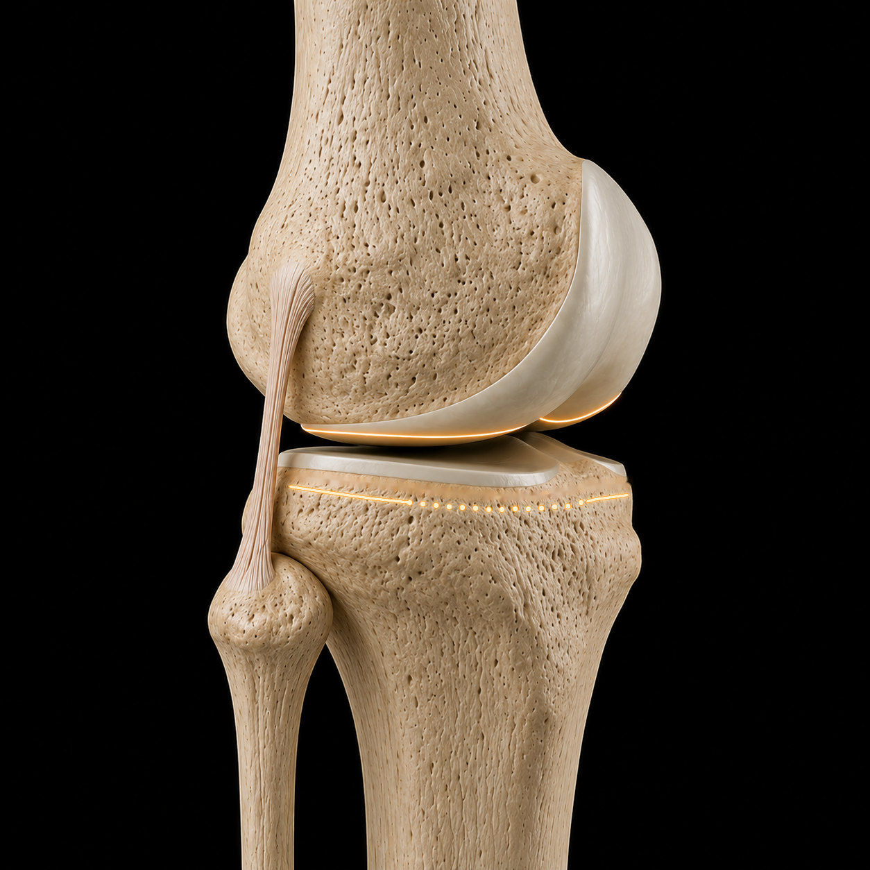 Knee anatomy reference before starting the reconstruction sequence